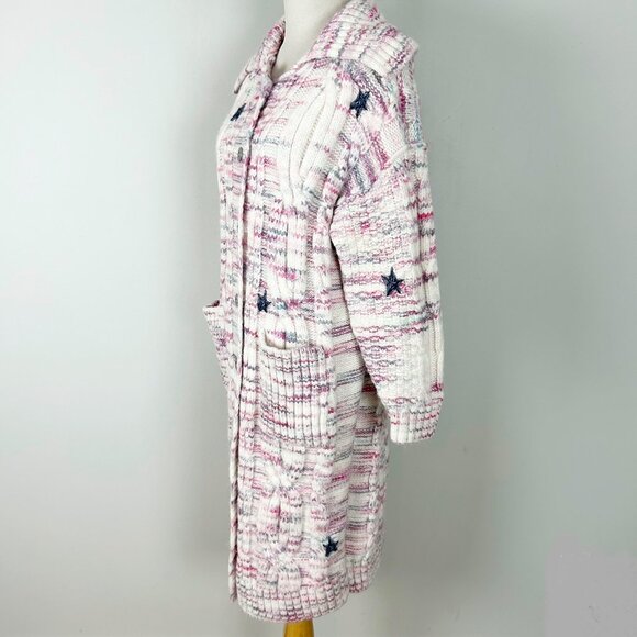 Anthro Pilcro Star Granny Cardigan Sweater Coat Cable Knit Chunky Size Large - Picture 2 of 5